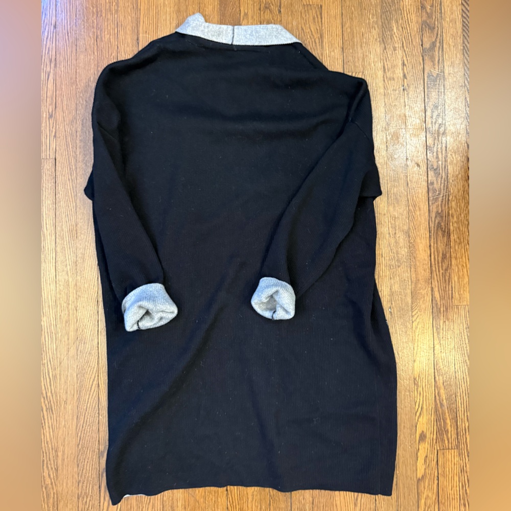 Eileen Fisher Reversible Black Grey Shawl Collar Open Front Cardigan Sweater L - Picture 4 of 4